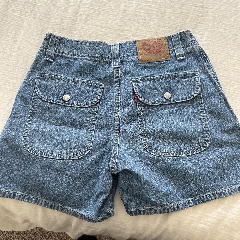 Levi's Vintage Y2k Denim Utility Pocket Crosshatch Wash Shorts 4